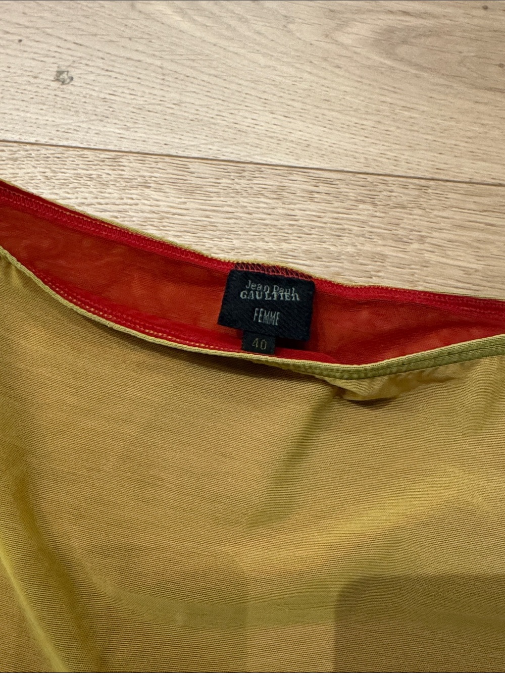 Jean Paul Gaultier Femme Mustard Skirt with Red Lining Mesh